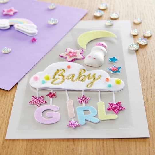 12 Pack: Baby Girl Cloud Dimensional Stickers by Recollections™